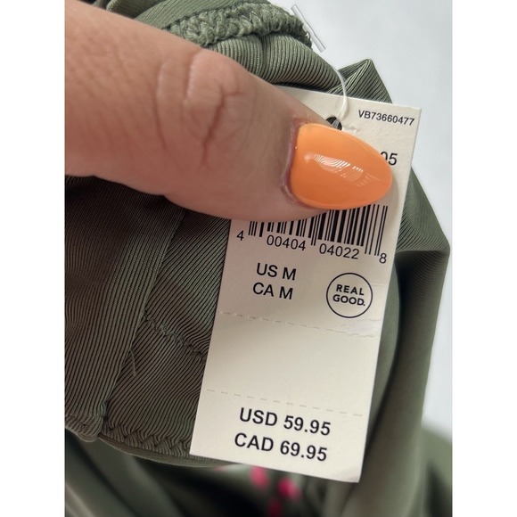 Aerie Womens Cut Out Full Coverage One Piece Olive Green Swimsuit Bathing Suit M - Picture 7 of 9